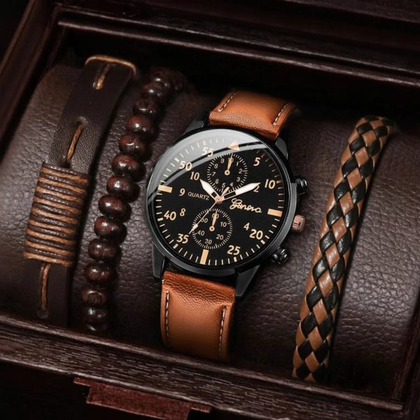 Men’s Quartz Watch and Bracelet Set 4 or 5 Pieces Men’s Quartz Watch and Bracelet Set 4 or 5 Pieces