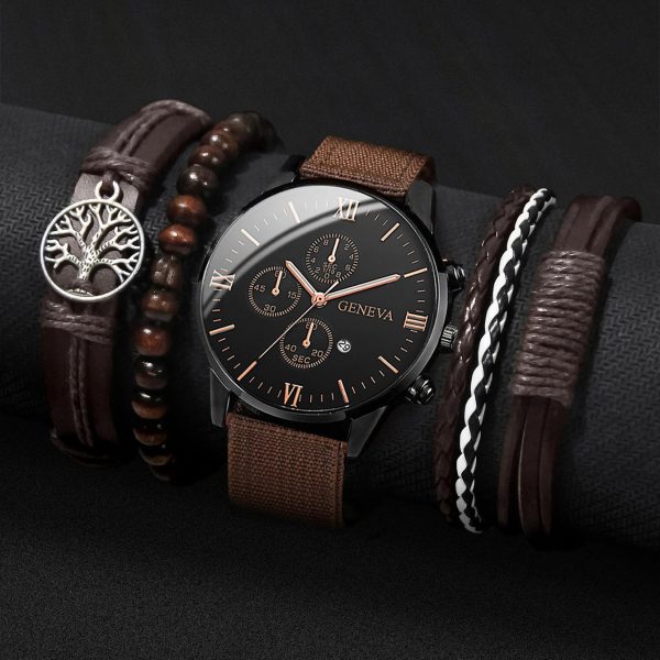 Men’s Quartz Watch and Bracelet Set 4 or 5 Pieces Men’s Quartz Watch and Bracelet Set 4 or 5 Pieces