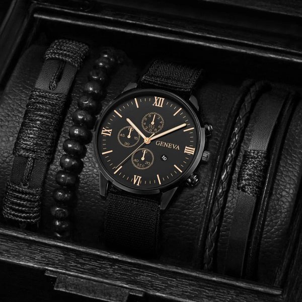 Men’s Quartz Watch and Bracelet Set 4 or 5 Pieces Men’s Quartz Watch and Bracelet Set 4 or 5 Pieces