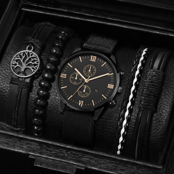 Men’s Quartz Watch and Bracelet Set 4 or 5 Pieces Men’s Quartz Watch and Bracelet Set 4 or 5 Pieces