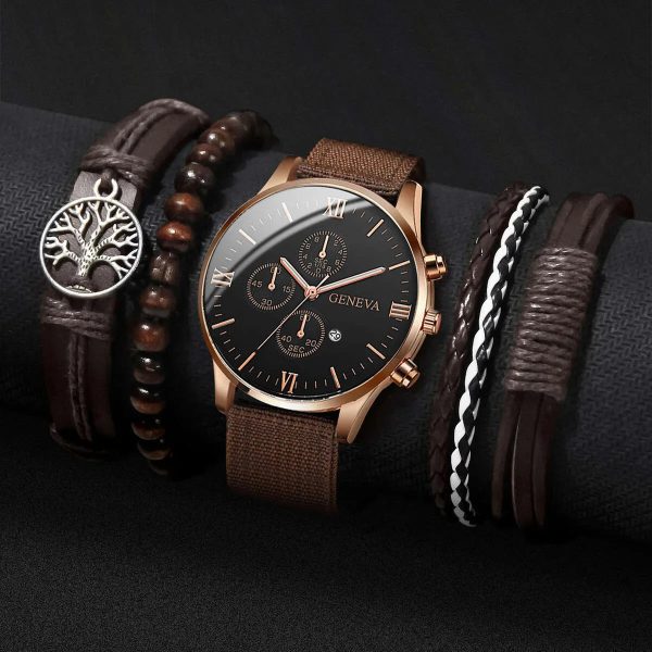 Men’s Quartz Watch and Bracelet Set 4 or 5 Pieces Men’s Quartz Watch and Bracelet Set 4 or 5 Pieces