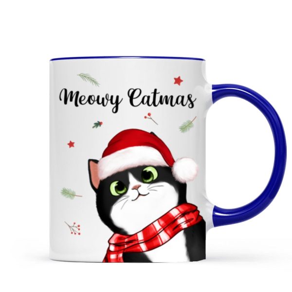 Meowy Catmas Cute Peeking Fluffy Cat Christmas Personalized Mug Meowy Catmas Cute Peeking Fluffy Cat Christmas Personalized Mug
