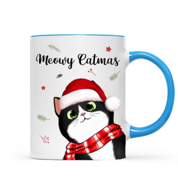 Meowy Catmas Cute Peeking Fluffy Cat Christmas Personalized Mug Meowy Catmas Cute Peeking Fluffy Cat Christmas Personalized Mug