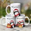 Meowy Catmas Cute Peeking Fluffy Cat Christmas Personalized Mug Meowy Catmas Cute Peeking Fluffy Cat Christmas Personalized Mug