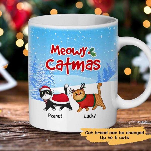 Meowy Catmas Fluffy Cat In Winter Christmas Personalized Mug Meowy Catmas Fluffy Cat In Winter Christmas Personalized Mug