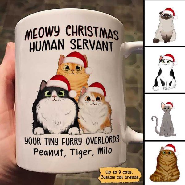 Meowy Christmas Human Servant Funny Cats Personalized Mug Meowy Christmas Human Servant Funny Cats Personalized Mug