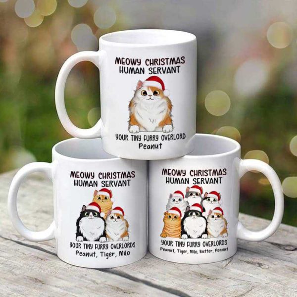 Meowy Christmas Human Servant Funny Cats Personalized Mug Meowy Christmas Human Servant Funny Cats Personalized Mug