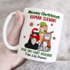 Meowy Christmas Human Servant Your Tiny Furry Overlords, Personalized Cat Christmas Mug, Christmas Gift