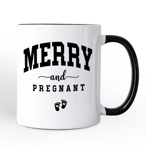 Merry and Pregnant Personalized Mug, Baby Announcement Christmas Custom Gift for New Mom Merry and Pregnant Personalized Mug, Baby Announcement Christmas Custom Gift for New Mom