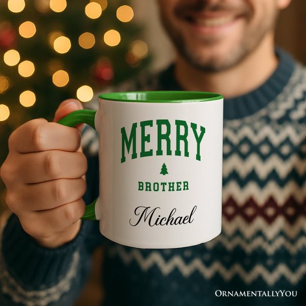 Merry Brother Retro Christmas Personalized Mug, Matching Family Holiday Gift with Custom Name Merry Brother Retro Christmas Personalized Mug, Matching Family Holiday Gift with Custom Name