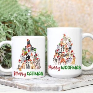 Merry Catmas Woofmas Cat Dog Coffee Mug HN590