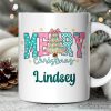 Merry Christmas Coquette Tree Personalized Mug, Preppy Retro Holiday Gift with Custom Name Merry Christmas Coquette Tree Personalized Mug, Preppy Retro Holiday Gift with Custom Name