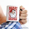 Merry Christmas Santa Personalized Mug, Retro Red Checkered Holiday Gift with Custom Name