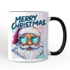 Merry Christmas Santa Sunglasses Christmas Personalized Mug, Funky Retro Holiday Gift with Custom Name Merry Christmas Santa Sunglasses Christmas Personalized Mug, Funky Retro Holiday Gift with Custom Name