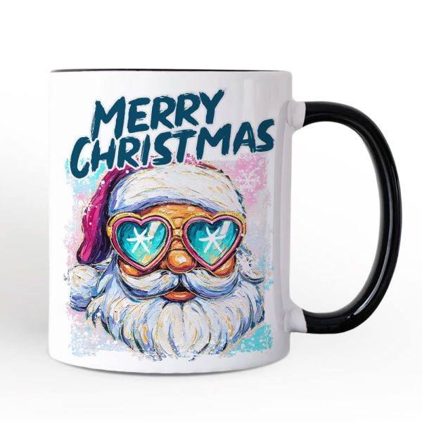 Merry Christmas Santa Sunglasses Christmas Personalized Mug, Funky Retro Holiday Gift with Custom Name Merry Christmas Santa Sunglasses Christmas Personalized Mug, Funky Retro Holiday Gift with Custom Name