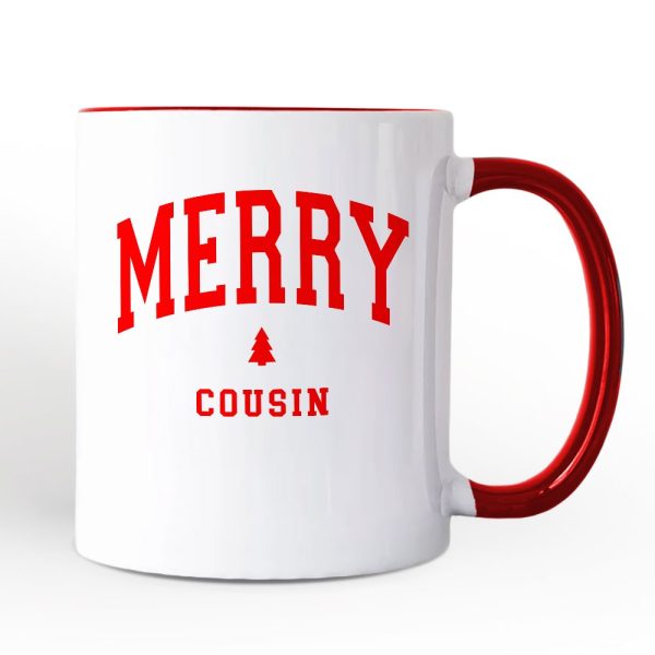 Merry Cousin Retro Christmas Personalized Mug, Matching Family Holiday Gift with Custom Name Merry Cousin Retro Christmas Personalized Mug, Matching Family Holiday Gift with Custom Name