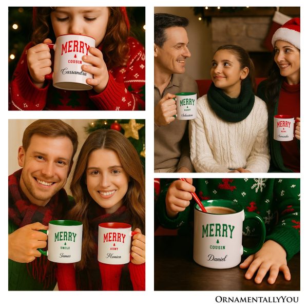 Merry Cousin Retro Christmas Personalized Mug, Matching Family Holiday Gift with Custom Name Merry Cousin Retro Christmas Personalized Mug, Matching Family Holiday Gift with Custom Name