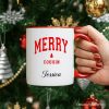 Merry Cousin Retro Christmas Personalized Mug, Matching Family Holiday Gift with Custom Name Merry Cousin Retro Christmas Personalized Mug, Matching Family Holiday Gift with Custom Name