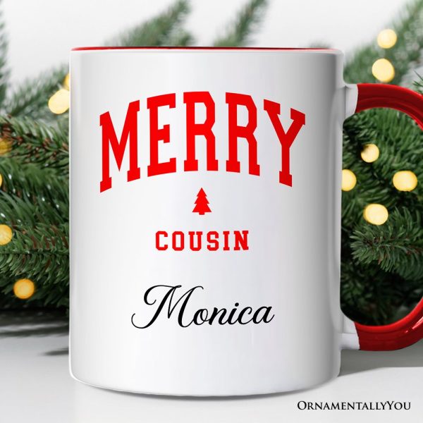 Merry Cousin Retro Christmas Personalized Mug, Matching Family Holiday Gift with Custom Name Merry Cousin Retro Christmas Personalized Mug, Matching Family Holiday Gift with Custom Name