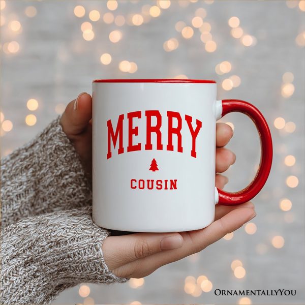 Merry Cousin Retro Christmas Personalized Mug, Matching Family Holiday Gift with Custom Name Merry Cousin Retro Christmas Personalized Mug, Matching Family Holiday Gift with Custom Name