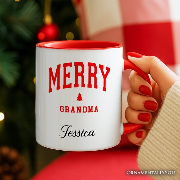 Merry Grandma Retro Christmas Personalized Mug, Matching Family Holiday Gift with Custom Name Merry Grandma Retro Christmas Personalized Mug, Matching Family Holiday Gift with Custom Name