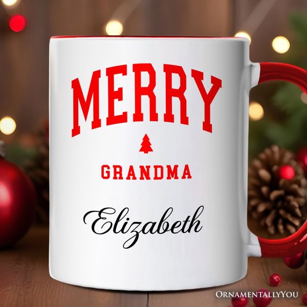 Merry Grandma Retro Christmas Personalized Mug, Matching Family Holiday Gift with Custom Name Merry Grandma Retro Christmas Personalized Mug, Matching Family Holiday Gift with Custom Name