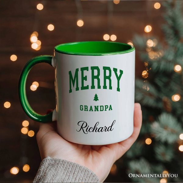 Merry Grandpa Retro Christmas Personalized Mug, Matching Family Holiday Gift with Custom Name Merry Grandpa Retro Christmas Personalized Mug, Matching Family Holiday Gift with Custom Name