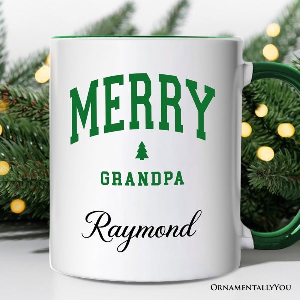 Merry Grandpa Retro Christmas Personalized Mug, Matching Family Holiday Gift with Custom Name Merry Grandpa Retro Christmas Personalized Mug, Matching Family Holiday Gift with Custom Name