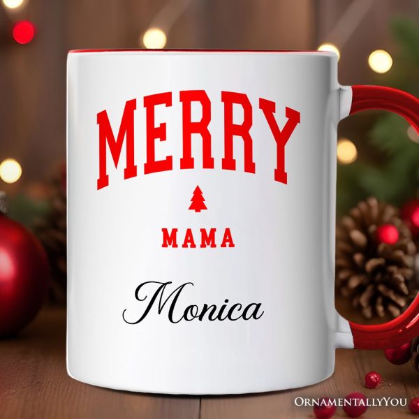 Merry Mama Retro Christmas Personalized Mug, Matching Family Holiday Gift with Custom Name Merry Mama Retro Christmas Personalized Mug, Matching Family Holiday Gift with Custom Name