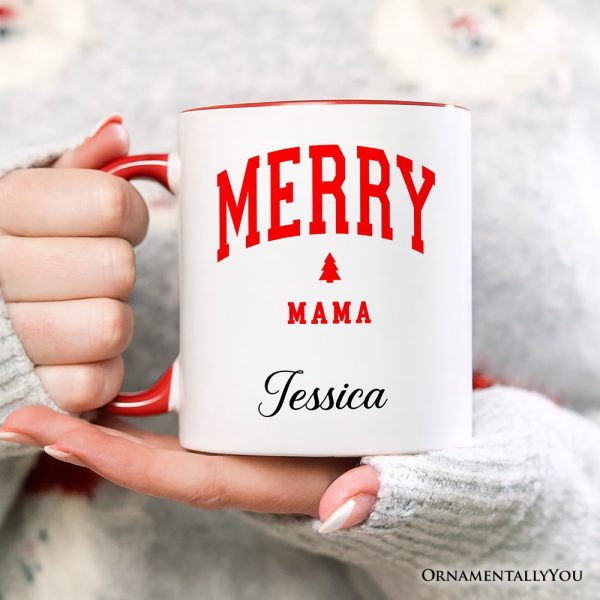 Merry Mama Retro Christmas Personalized Mug, Matching Family Holiday Gift with Custom Name Merry Mama Retro Christmas Personalized Mug, Matching Family Holiday Gift with Custom Name