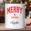 Merry Sister Retro Christmas Personalized Mug, Matching Family Holiday Gift with Custom Name Merry Sister Retro Christmas Personalized Mug, Matching Family Holiday Gift with Custom Name
