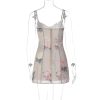 Mesh Layered Floral Strap Mini Dress Mesh Layered Floral Strap Mini Dress
