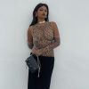 Mesh Letter Print Sleeveless Top With Gloves Mesh Letter Print Sleeveless Top With Gloves