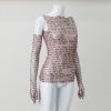 Mesh Letter Print Sleeveless Top With Gloves Mesh Letter Print Sleeveless Top With Gloves