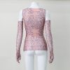 Mesh Letter Print Sleeveless Top With Gloves Mesh Letter Print Sleeveless Top With Gloves