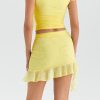 Mesh Ruffle Short Sleeve Top And Mini Skirt Set