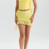 Mesh Ruffle Short Sleeve Top And Mini Skirt Set