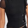Mesh Ruffle Short Sleeve Top And Mini Skirt Set