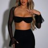 Mesh Sleeve Crop & Mini Skirt Sets