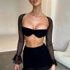 Mesh Sleeve Crop & Mini Skirt Sets