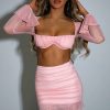 Mesh Sleeve Crop & Mini Skirt Sets