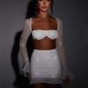 Mesh Sleeve Crop & Mini Skirt Sets