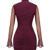 Mesh High Mock Neck Bodycon Ruched Mini Dress Mesh High Mock Neck Bodycon Ruched Mini Dress