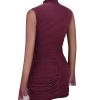 Mesh High Mock Neck Bodycon Ruched Mini Dress Mesh High Mock Neck Bodycon Ruched Mini Dress