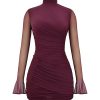Mesh High Mock Neck Bodycon Ruched Mini Dress Mesh High Mock Neck Bodycon Ruched Mini Dress