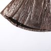 Metallic Drape Chest Backless Maxi Dress
