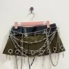 Micro Mini Pleated Belted Chain Skirt Micro Mini Pleated Belted Chain Skirt