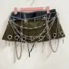 Micro Mini Pleated Belted Chain Skirt Micro Mini Pleated Belted Chain Skirt