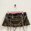 Micro Mini Pleated Belted Chain Skirt Micro Mini Pleated Belted Chain Skirt