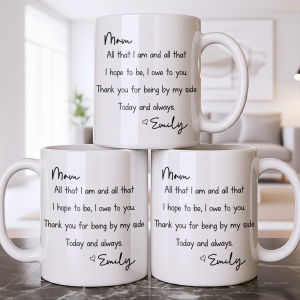 Mom, All That I Am And All That I Hope To Be - Personalized Custom Coffee Mug - MOM149_MG